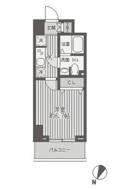 レジディア蒲田(1K/14階)の間取り写真