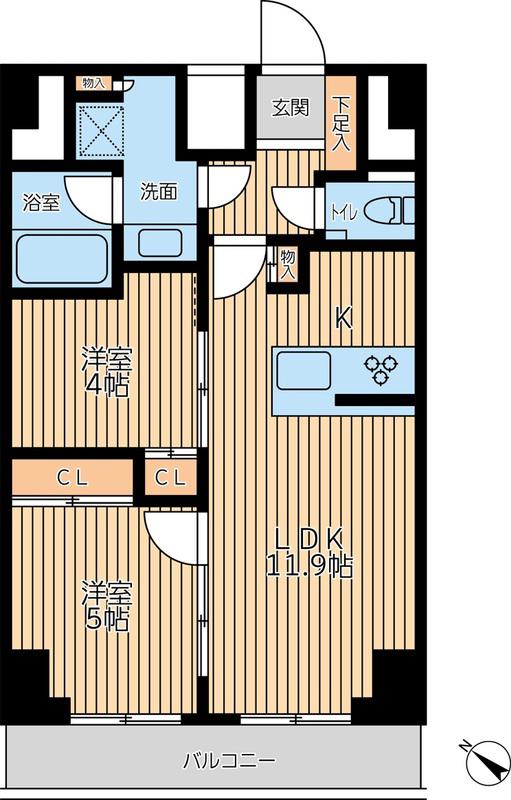 CITY LUX YOKOHAMA(2LDK/9階)の間取り写真