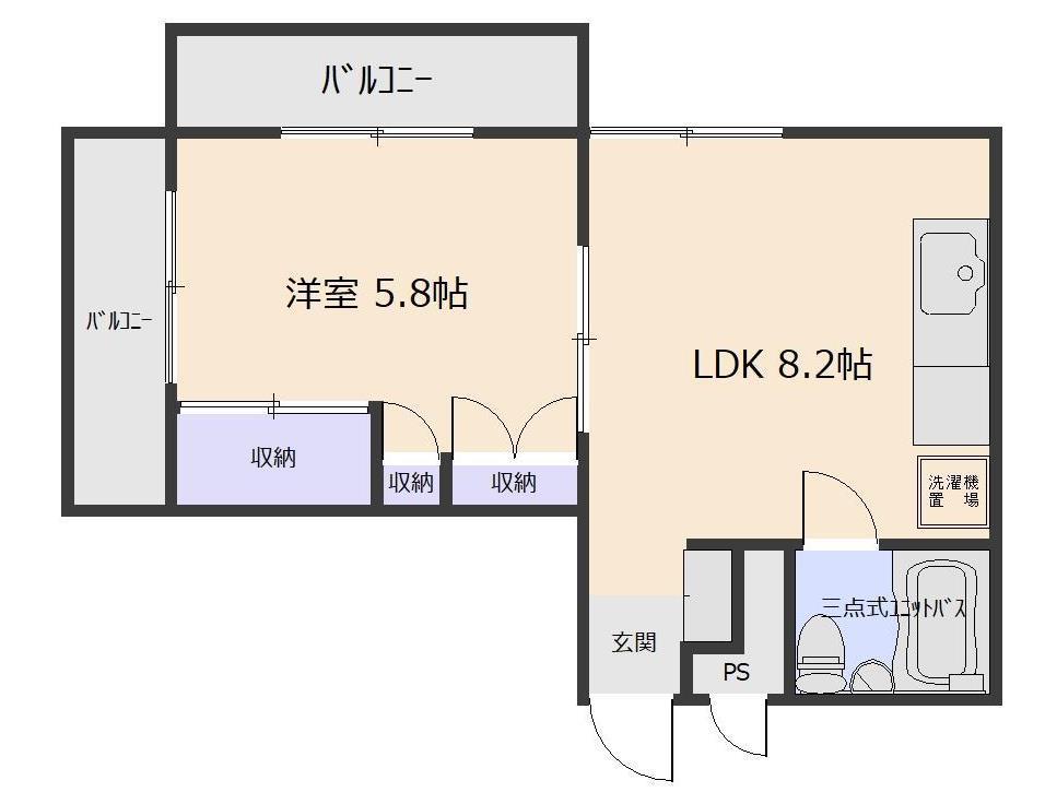 オークマンション(1LDK/4階)の間取り写真