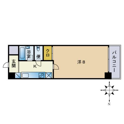 第6マルヤビル箱崎(1K/3階)の間取り写真