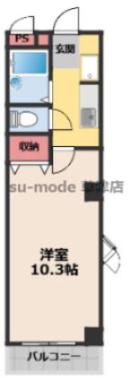 プロニティ岡出(1K/2階)の間取り写真