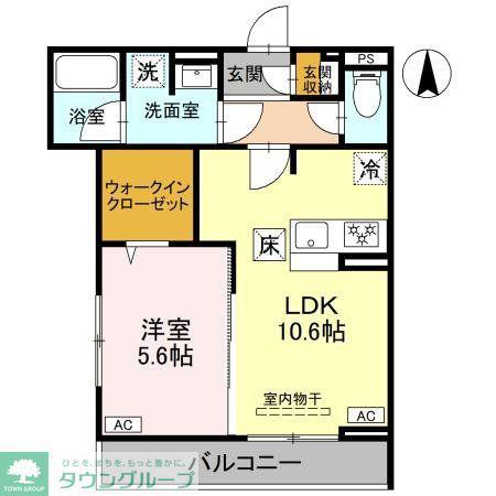 D-GRAN 飯田町(1LDK/1階)の間取り写真