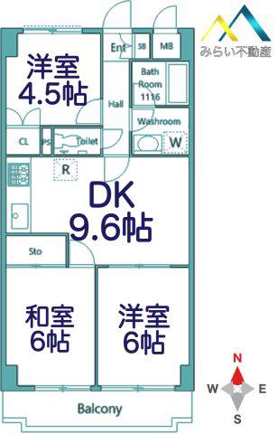 スカイパレス東戸塚(3DK/7階)の間取り写真