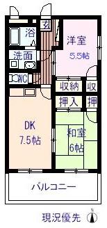 ウルラ神島U(2DK/3階)の間取り写真