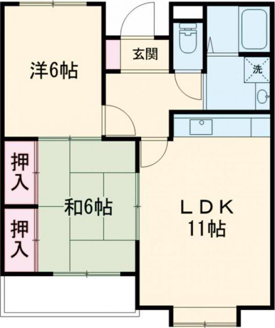 ヴァン・ドゥムール(2LDK/2階)の間取り写真