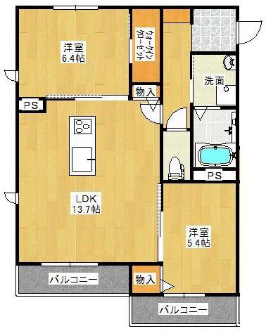 ARNICA(2LDK/2階)の間取り写真