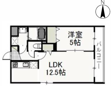 サウスコート西市(1LDK/1階)の間取り写真