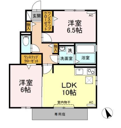 クローバーハウスウィルコート クローバーハウス(2LDK/1階)の間取り写真