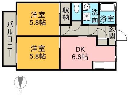 シャーメゾンMB庄内(2DK/1階)の間取り写真
