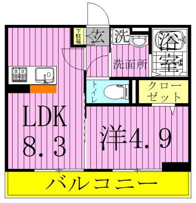 ラインハットA棟(1LDK/2階)の間取り写真