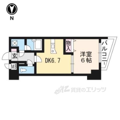 エスリード京都河原町(1DK/6階)の間取り写真