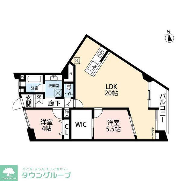 鵠沼スカイマンション(2LDK/4階)の間取り写真