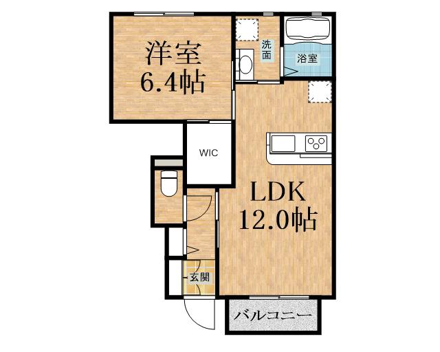オアシスIX(1LDK/1階)の間取り写真