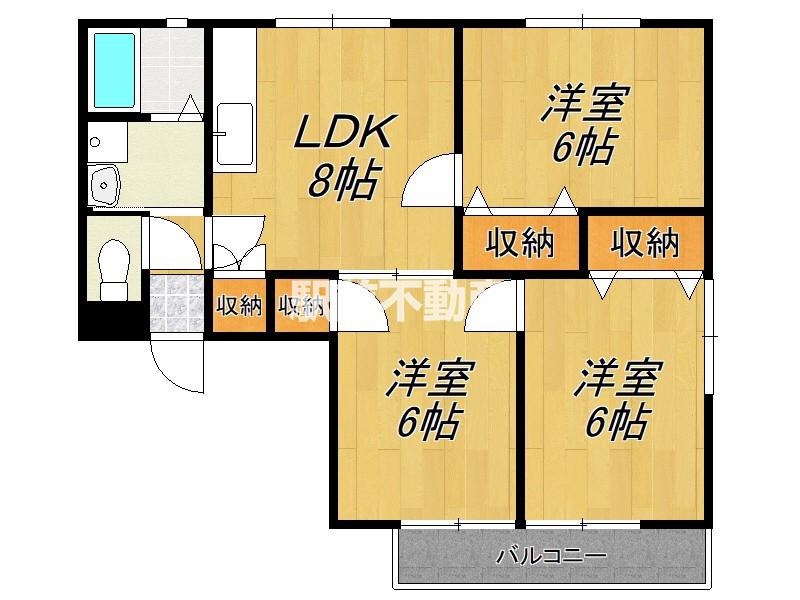 サンモール笹隈B(3LDK/1階)の間取り写真