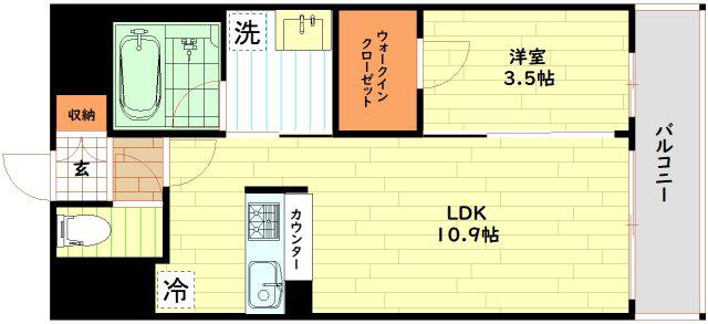 グランドファースト大阪福島(1LDK/8階)の間取り写真