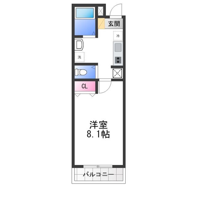 ブライト日根野II(1K/2階)の間取り写真