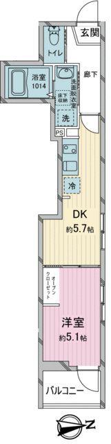 ヨーク所沢II(1DK/2階)の間取り写真
