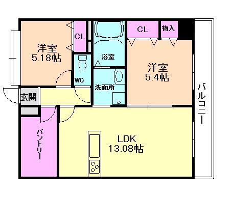 BOA SORTEO(2SLDK/2階)の間取り写真