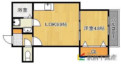アドバンス天神南(1LDK/1階)の間取り写真