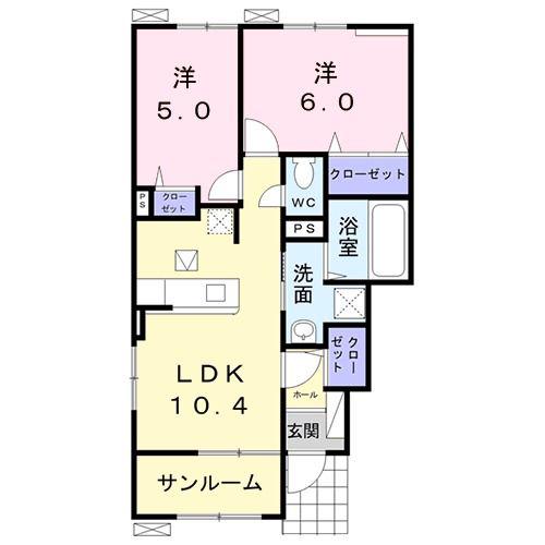 アーコレード A(2LDK/1階)の間取り写真