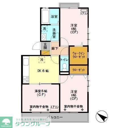 グリーンヒルズ(2LDK/2階)の間取り写真