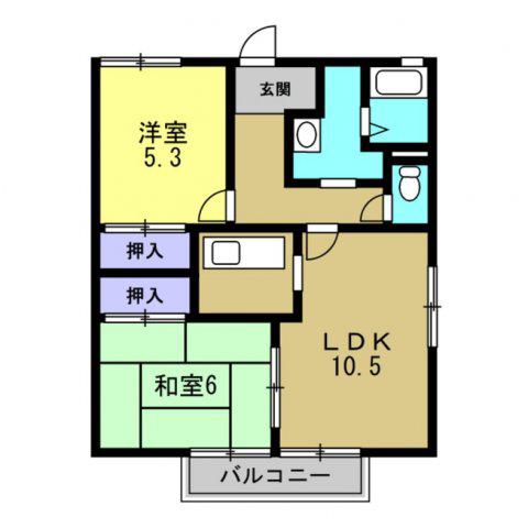 ライフハイツ(2LDK/2階)の間取り写真