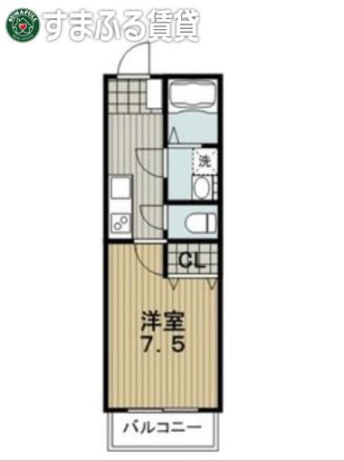 ハイツ田戸II(1K/2階)の間取り写真