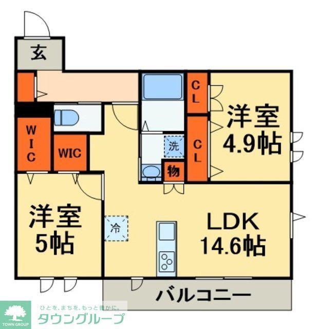 アネーロ東船橋(2LDK/3階)の間取り写真