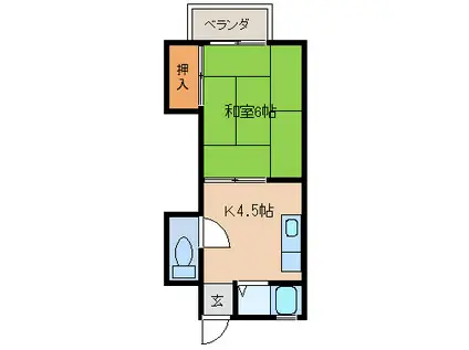 ぱすてるモーニングA(1DK/2階)の間取り写真