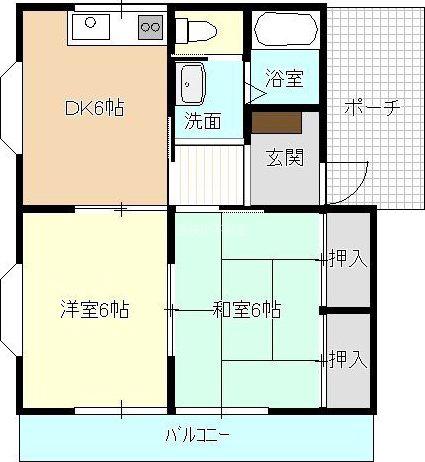 ドエル富塚(2DK/2階)の間取り写真