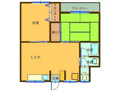 松田マンション(2LDK/3階)の間取り写真