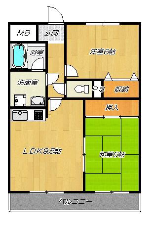 ファミーユ2(2LDK/2階)の間取り写真