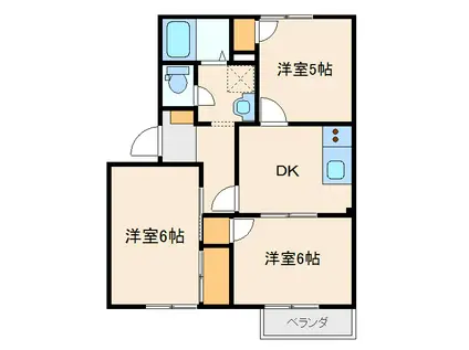 グランドール除ヶB(3DK/2階)の間取り写真