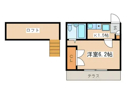 小田急小田原線 愛甲石田駅 徒歩4分 2階建 築33年(1K/1階)の間取り写真