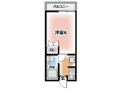 ハッピーハイツII(ワンルーム/2階)の間取り写真