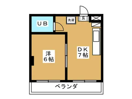 ラフィーヌ元山(1DK/2階)の間取り写真