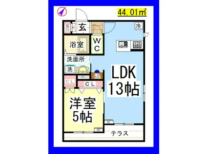 AF ラ ヴィーナス(1LDK/1階)の間取り写真