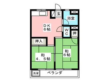 須賀ハイツ(2DK/1階)の間取り写真