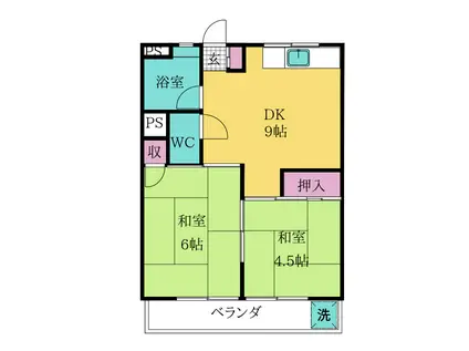 須賀ハイツ(2DK/2階)の間取り写真