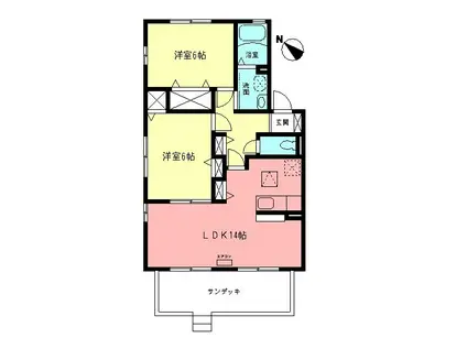 ロイヤルパルA(2LDK/2階)の間取り写真