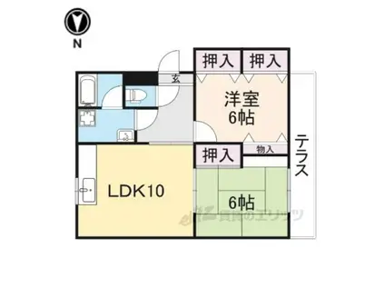 東英ハイツ2番館(2LDK/1階)の間取り写真