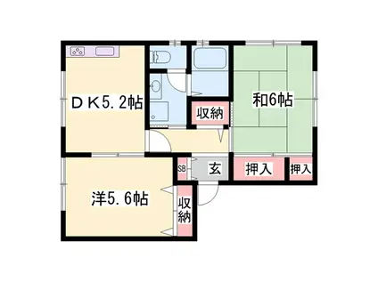プラチナコート横尾C棟(2DK/1階)の間取り写真