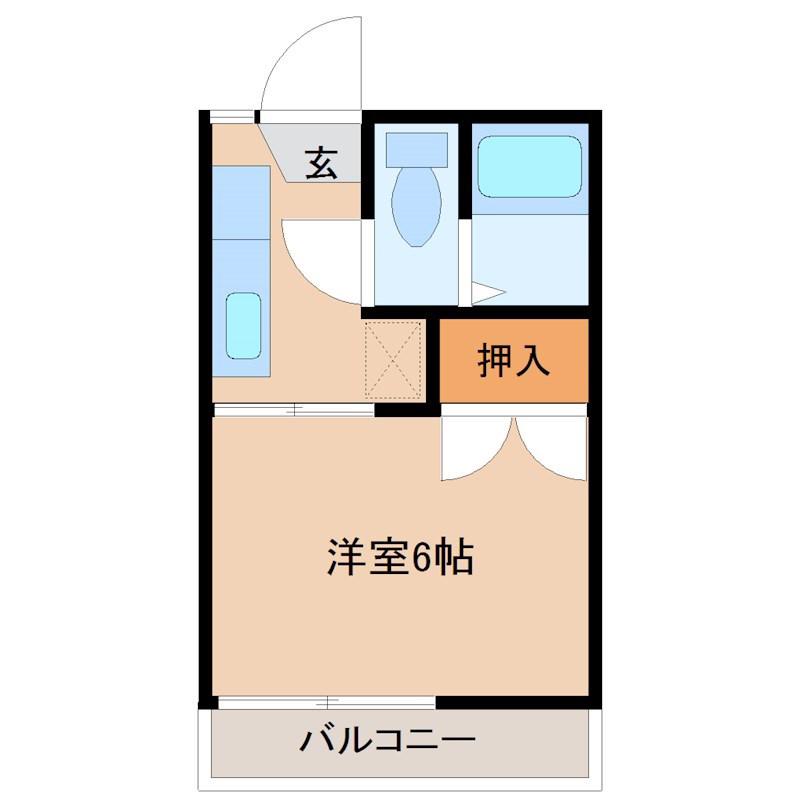 フォーブル三上(1K/2階)の間取り写真