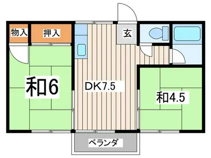 コーポかしま(2DK/2階)の間取り写真
