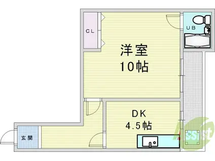 三澤シティハイム(1DK/3階)の間取り写真