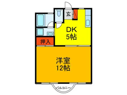 重尾マンション(1DK/3階)の間取り写真