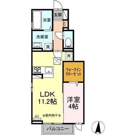 セレスティア森合 A棟(1LDK/1階)の間取り写真