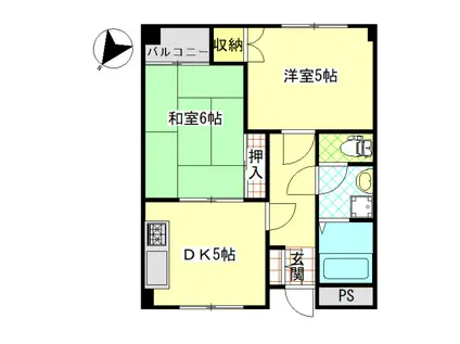 第1せきれいマンション(2DK/2階)の間取り写真