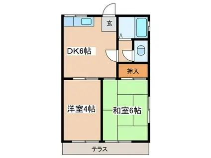 ハイツシマ(2DK/1階)の間取り写真