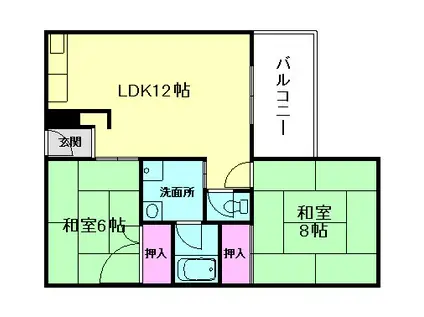 タニダクリスタルI(2LDK/3階)の間取り写真